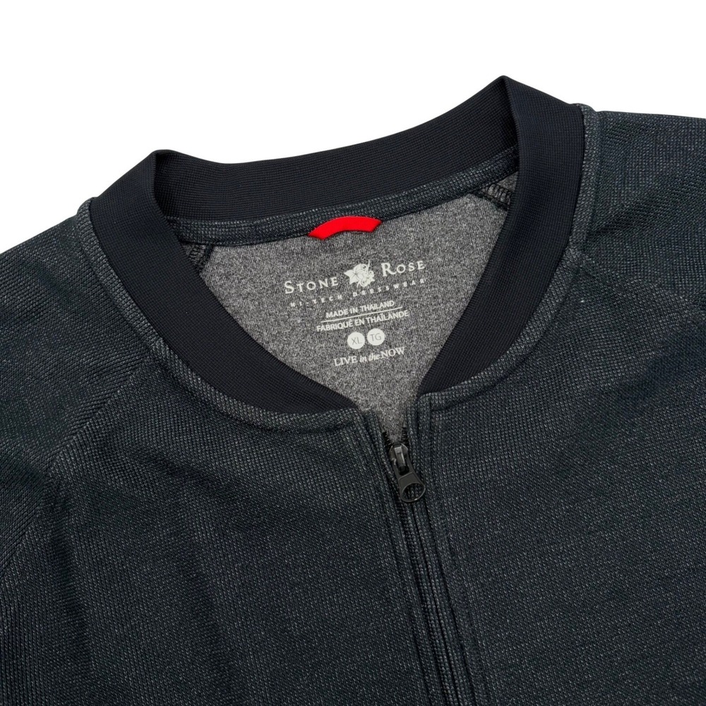 Stone Rose Bomber Jacket XL Black Charcoal Full Zip Hi-Tech Dresswear T5 8221